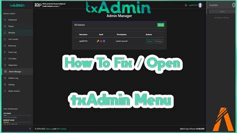 admin command allow to server. . Txadmin menu is not enabled